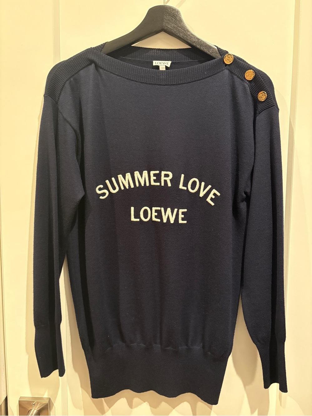 NWOT LOEWE Women’s Navy Classic Logo Knit Sweater
